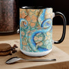 Octopus Tentacles Blue Orange Abstract Ink Arttwo-Tone Coffee Mugs 15Oz Mug