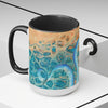 Octopus Tentacles Blue Orange Abstract Ink Arttwo-Tone Coffee Mugs 15Oz Mug