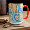 Octopus Tentacles Blue Orange Abstract Ink Arttwo-Tone Coffee Mugs 15Oz Mug