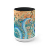 Octopus Tentacles Blue Orange Abstract Ink Arttwo-Tone Coffee Mugs 15Oz Mug