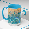 Octopus Tentacles Blue Orange Abstract Ink Arttwo-Tone Coffee Mugs 15Oz Mug