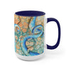 Octopus Tentacles Blue Orange Abstract Ink Arttwo-Tone Coffee Mugs 15Oz Mug