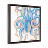 Octopus Tentacles Blue Square Framed Premium Gallery Wrap Canvas 16 ×