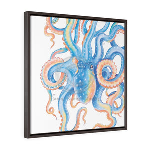 Octopus Tentacles Blue Square Framed Premium Gallery Wrap Canvas 24 ×