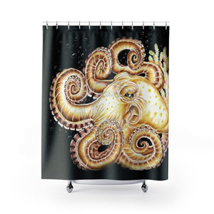 Octopus Tentacles Bubbles Ink Art Shower Curtains 71 × 74 Home Decor