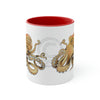 Octopus Tentacles Burnt Orange White Art Accent Coffee Mug 11Oz