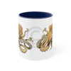 Octopus Tentacles Burnt Orange White Art Accent Coffee Mug 11Oz Navy /