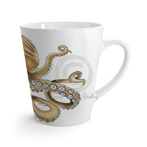 Octopus Tentacles Burnt Orange White Art Latte Mug 12Oz Mug