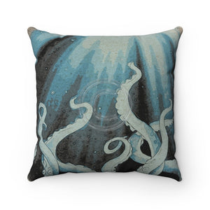 Octopus Tentacles Galaxy Blue Woodblock Square Pillow 14 × Home Decor