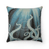 Octopus Tentacles Galaxy Blue Woodblock Square Pillow Home Decor