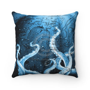 Octopus Tentacles Galaxy Map Blue Square Pillow 14 × Home Decor