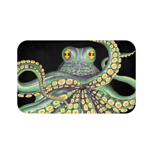 Octopus Tentacles Green On Black Bath Mat 34 × 21 Home Decor