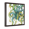 Octopus Tentacles Green Square Framed Premium Gallery Wrap Canvas 16 ×