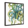 Octopus Tentacles Green Square Framed Premium Gallery Wrap Canvas 24 ×
