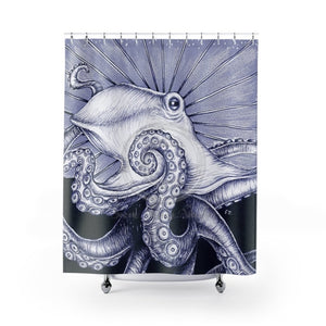 Octopus Tentacles Ink Blue Monochrome Shower Curtains 71 X 74 Home Decor