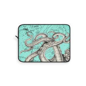 Octopus Tentacles Ink Teal Vintage Map Laptop Sleeve 15