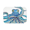 Octopus Tentacles Kraken Blue Teal On White Bath Mat 24 × 17 Home Decor