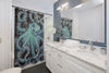 Octopus Tentacles Kraken Teal Vintage Map Shower Curtains Home Decor