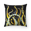 Octopus Tentacles On Black Ink Art Square Pillow 14X14 Home Decor