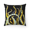 Octopus Tentacles On Black Ink Art Square Pillow Home Decor