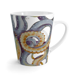 Octopus Tentacles Steel Blue Watercolor Art White Latte Mug 12Oz Mug