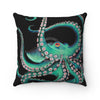 Octopus Tentacles Teal Black Ink Art Square Pillow 14X14 Home Decor