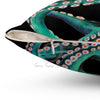 Octopus Tentacles Teal Black Ink Art Square Pillow Home Decor