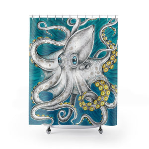 Octopus Tentacles Teal Ink Shower Curtain 71 X 74 Home Decor
