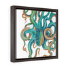 Octopus Tentacles Teal Square Framed Premium Gallery Wrap Canvas 12 ×