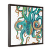 Octopus Tentacles Teal Square Framed Premium Gallery Wrap Canvas 20 ×