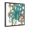 Octopus Tentacles Teal Square Framed Premium Gallery Wrap Canvas 24 ×