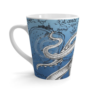 Octopus Tentacles Vintage Map Blue Ink Latte Mug 12Oz Mug