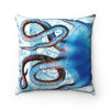 Octopus Tentacles Vintage Map Chic Blue Square Pillow Home Decor