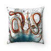 Octopus Tentacles Vintage Map Chic Square Pillow 14X14 Home Decor