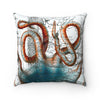 Octopus Tentacles Vintage Map Chic Square Pillow Home Decor