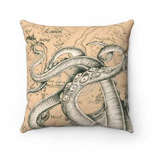 Octopus Tentacles Vintage Map Sepia Square Pillow 14 X Home Decor