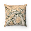 Octopus Tentacles Vintage Map Sepia Square Pillow Home Decor