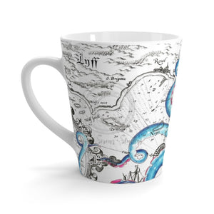 Octopus Tentacles Vintage Map Teal Blue Latte Mug 12Oz Mug