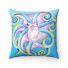Octopus Tentacles Watercolor Blue Square Pillow Home Decor