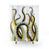 Octopus Tentacles Yellow Black On White Shower Curtain 71X74 Home Decor