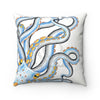 Octopus Tentacles Yellow Blue Ink Art Square Pillow 14 × Home Decor