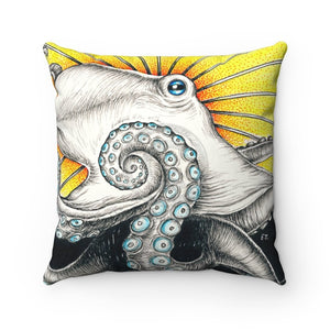 Octopus Tentacles Yellow Ink Square Pillow 14 X Home Decor