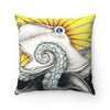 Octopus Tentacles Yellow Ink Square Pillow Home Decor
