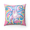 Octopus Watercolor Pink Stained Glass Square Pillow 14X14 Home Decor
