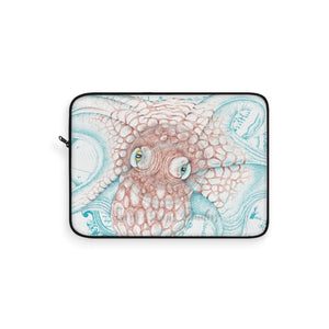 Octopus White Teal Map Ink Laptop Sleeve 15