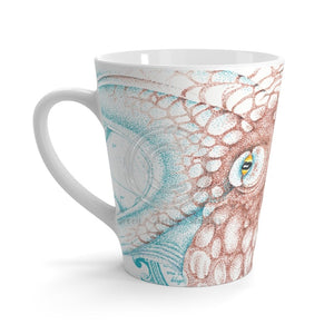 Octopus White Teal Map Ink Latte Mug 12Oz Mug