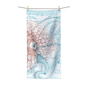 Octopus White Teal Map Ink Polycotton Towel 30 × 60 Home Decor