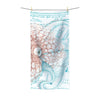Octopus White Teal Map Ink Polycotton Towel 36 × 72 Home Decor