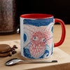 Orange Blue Octopus Vintage Map On White Art Accent Coffee Mug 11Oz