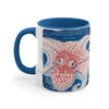 Orange Blue Octopus Vintage Map On White Art Accent Coffee Mug 11Oz